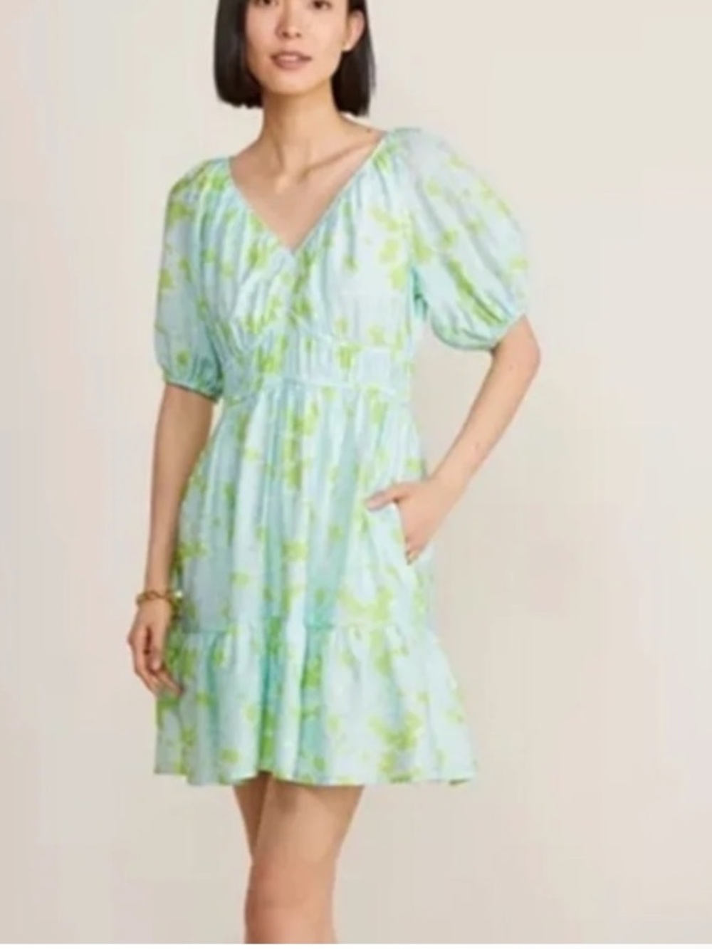 Vineyard Vines Light Blue & Green Patterned Dress